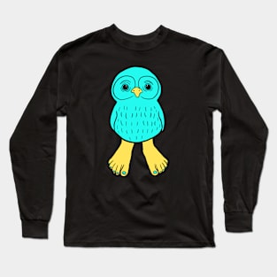 Blue Owl with Human Feet Long Sleeve T-Shirt